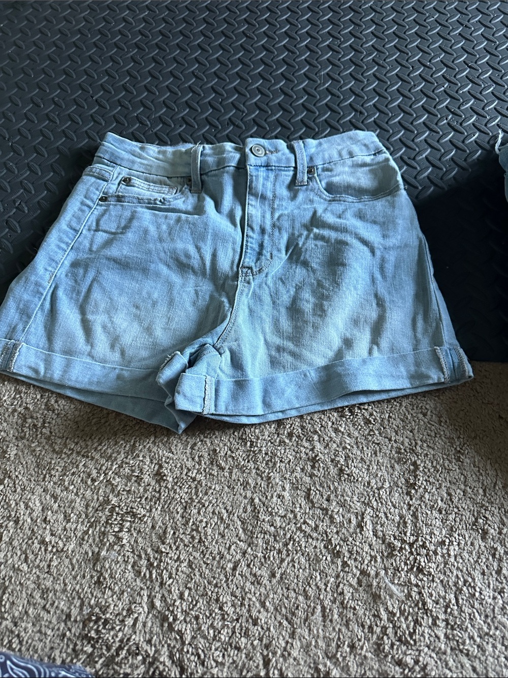 No Boundaries Light Wash Denim Roll-Hem Shorts